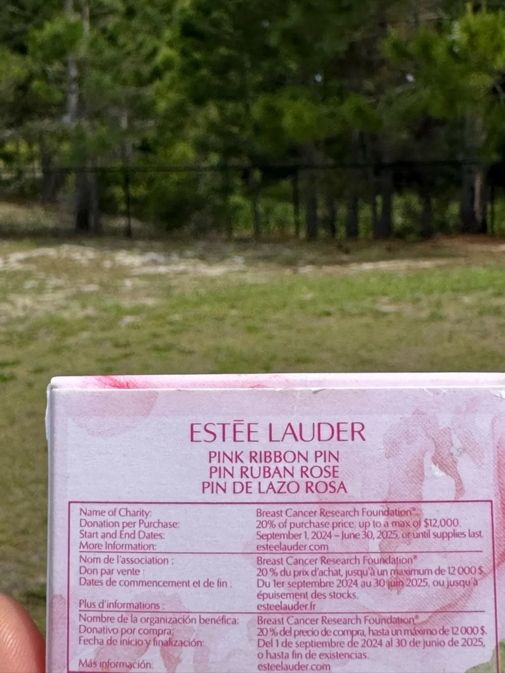 Estee Lauder Pink Ribbon Enamel Brooch with Crystal Accent - Picture 3 of 3